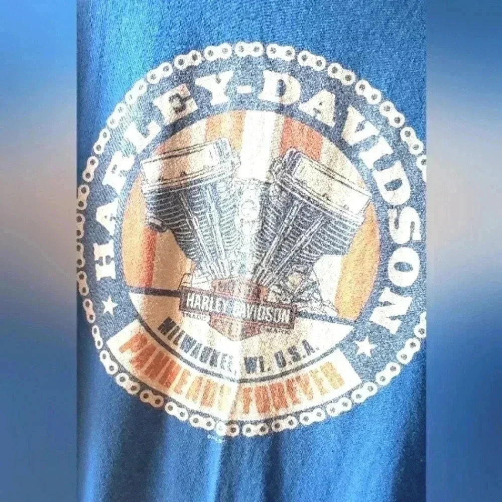 SOLD Harley davidson tshirt mens size xl 2017 blue  100% cotton